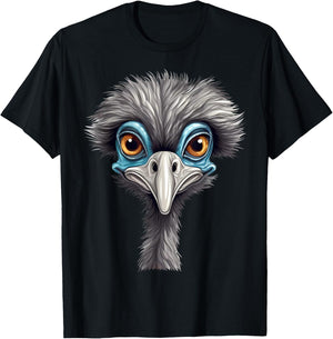 Funny Emu Lover Animal Face Ostrich T-Shirt - T-Shirt | Black