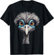 Funny Emu Lover Animal Face Ostrich T-Shirt - T-Shirt | Black