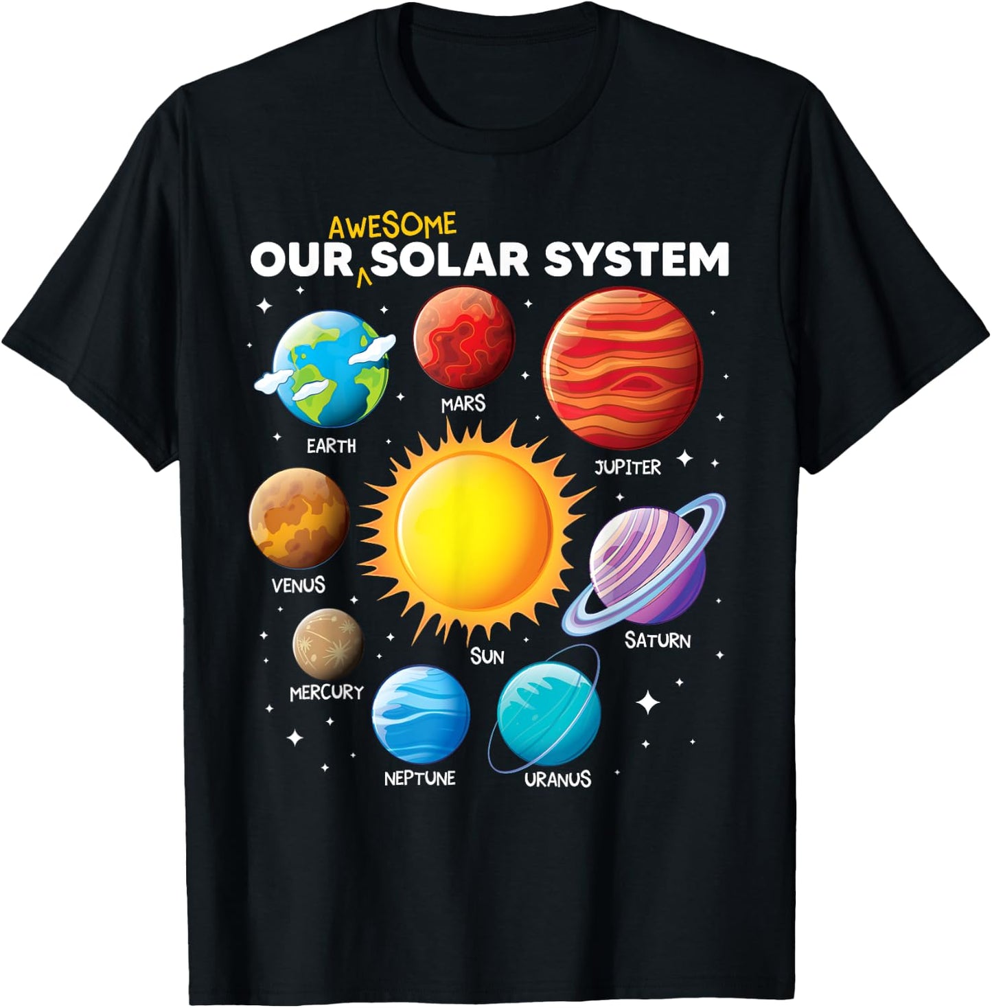 Our Awesome Solar System Planets Space boys girls science T-Shirt - T-Shirt | Black