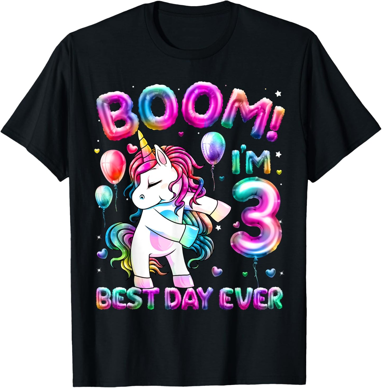3 Years Old Flossing Unicorn Gifts 3rd Birthday Girl Party T-Shirt - T-Shirt | Black