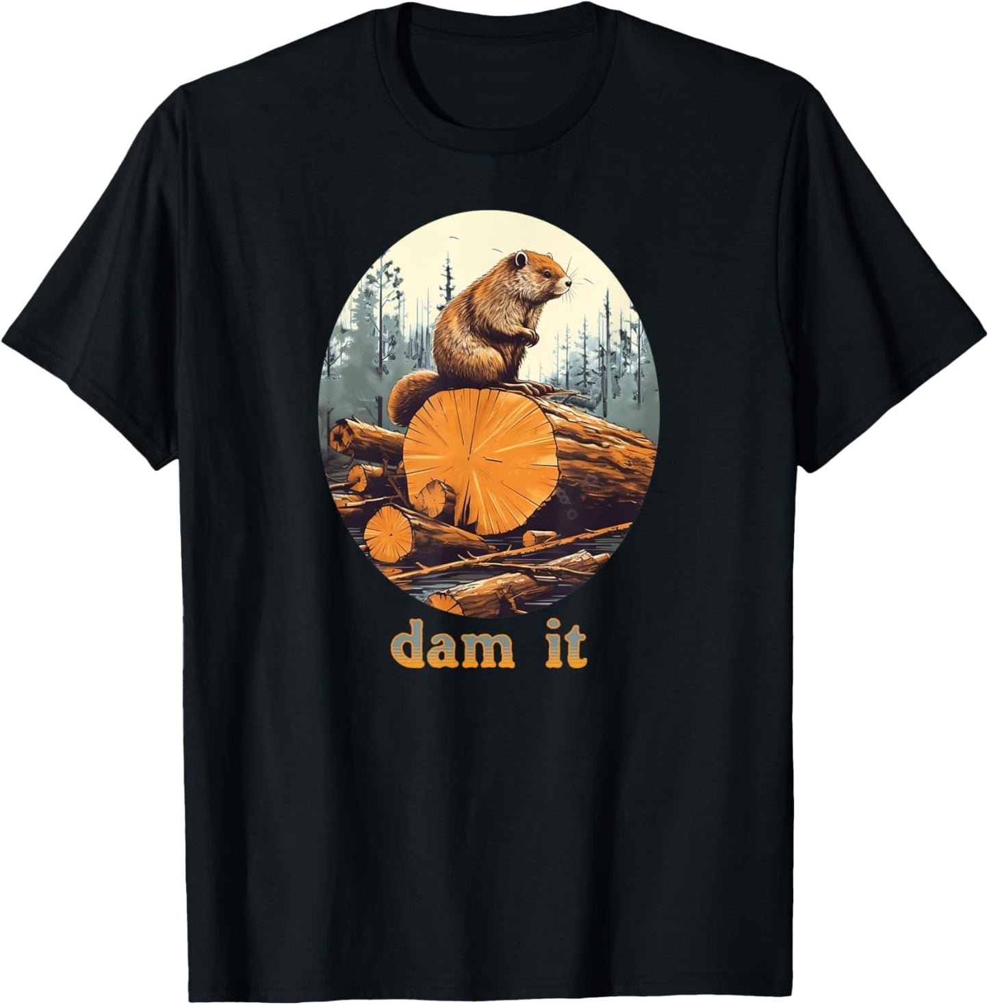 Dam It Beaver Funny Pun Joke T-Shirt - T-Shirt | Black