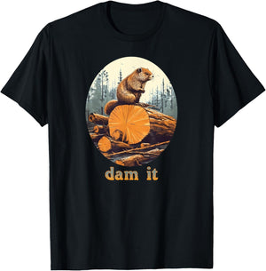 Dam It Beaver Funny Pun Joke T-Shirt - T-Shirt | Black