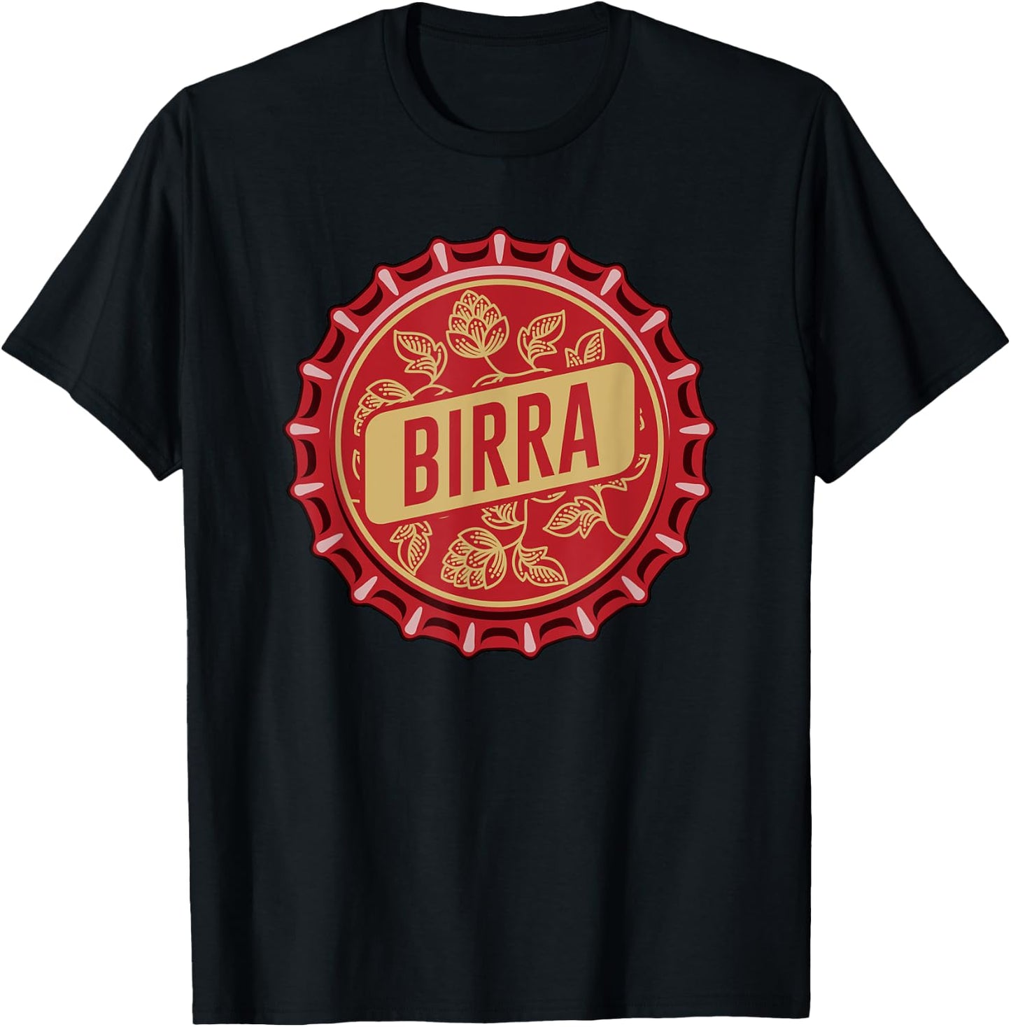 "Birra" - Italian Beer - Crown cork bottle top T-Shirt - T-Shirt | Black