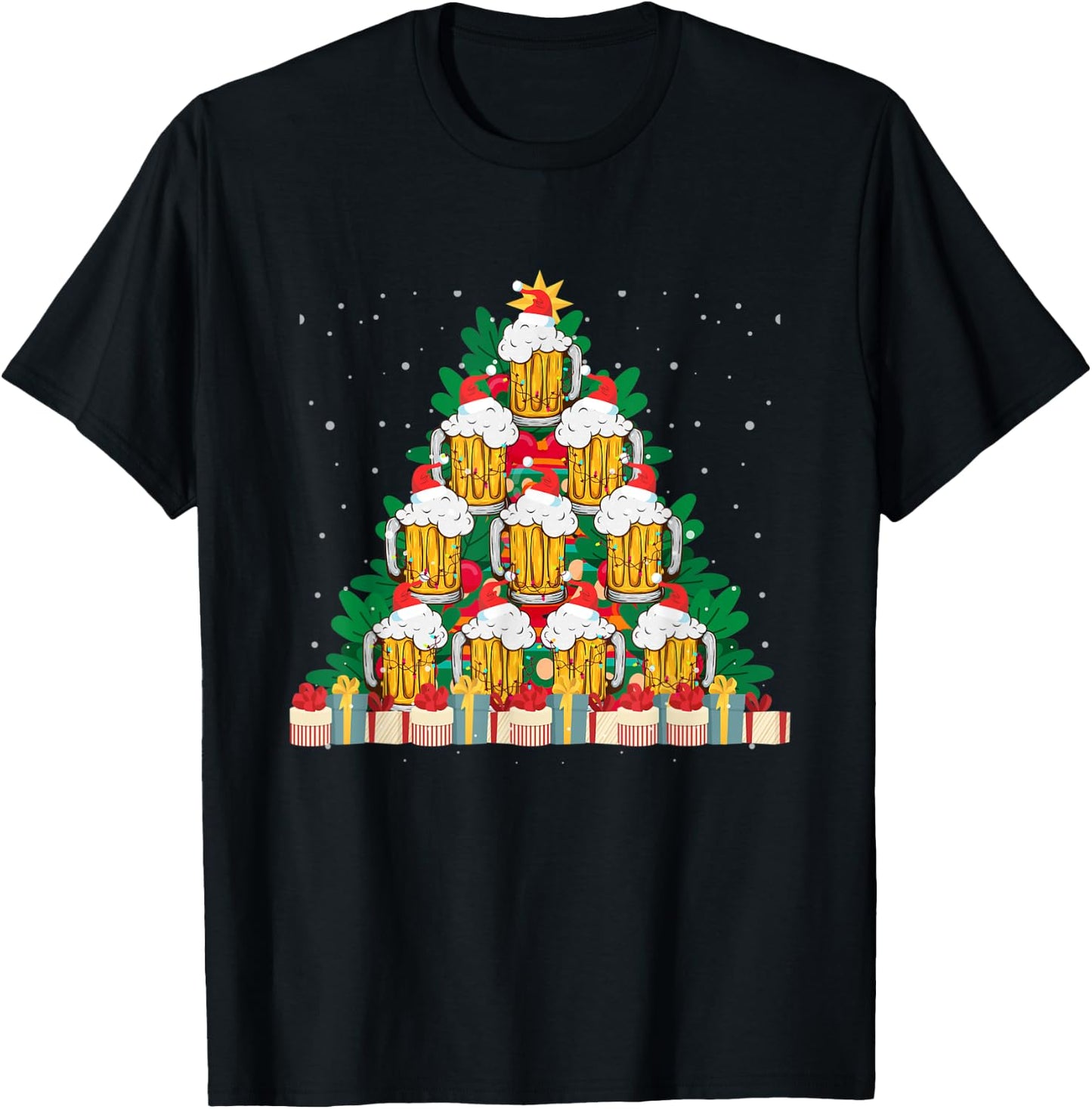 Christmas Fir Tree With Beer Ugly Xmas Beer T-Shirt - T-Shirt | Black