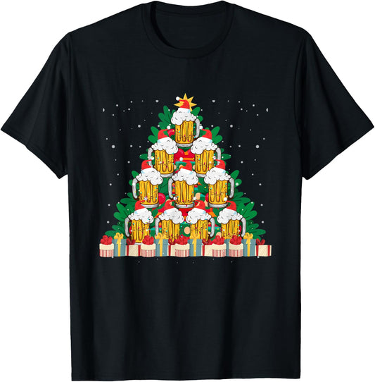 Christmas Fir Tree With Beer Ugly Xmas Beer T-Shirt - T-Shirt | Black