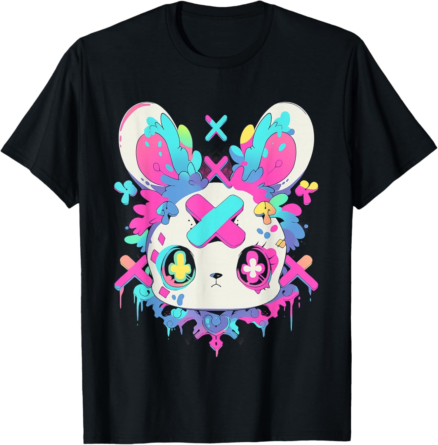 Kawaii Bunny | Menhera Yami Kawaii Decora Kei Pastel Goth T-Shirt - T-Shirt | Black