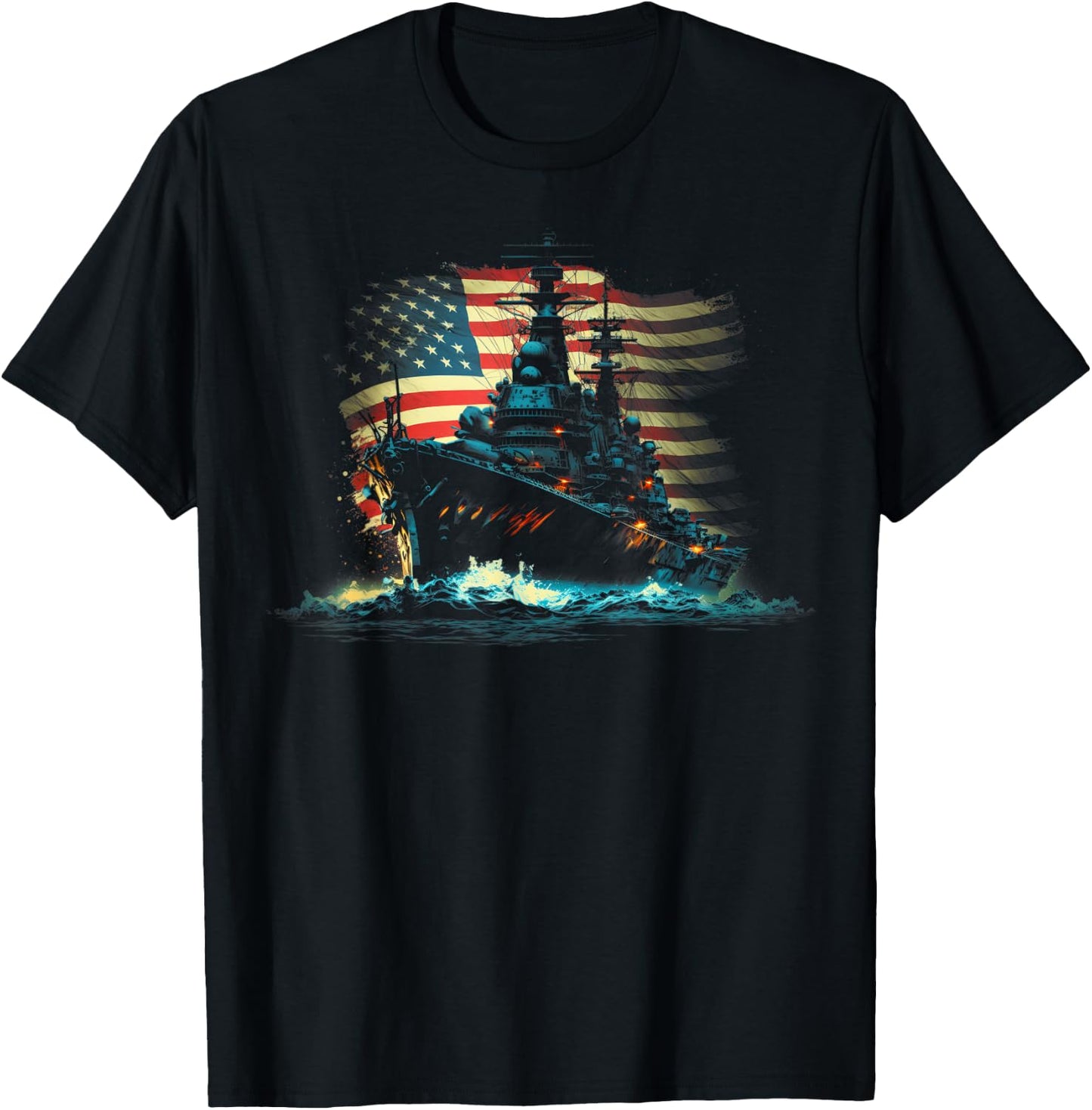 Battleship America Sea T-Shirt - T-Shirt | Black