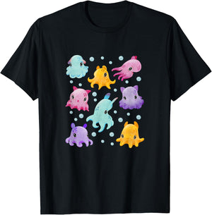 Dumbo Octopus, Cute Octopus Gift, Cute Watercolor Octopuses T-Shirt - T-Shirt | Black