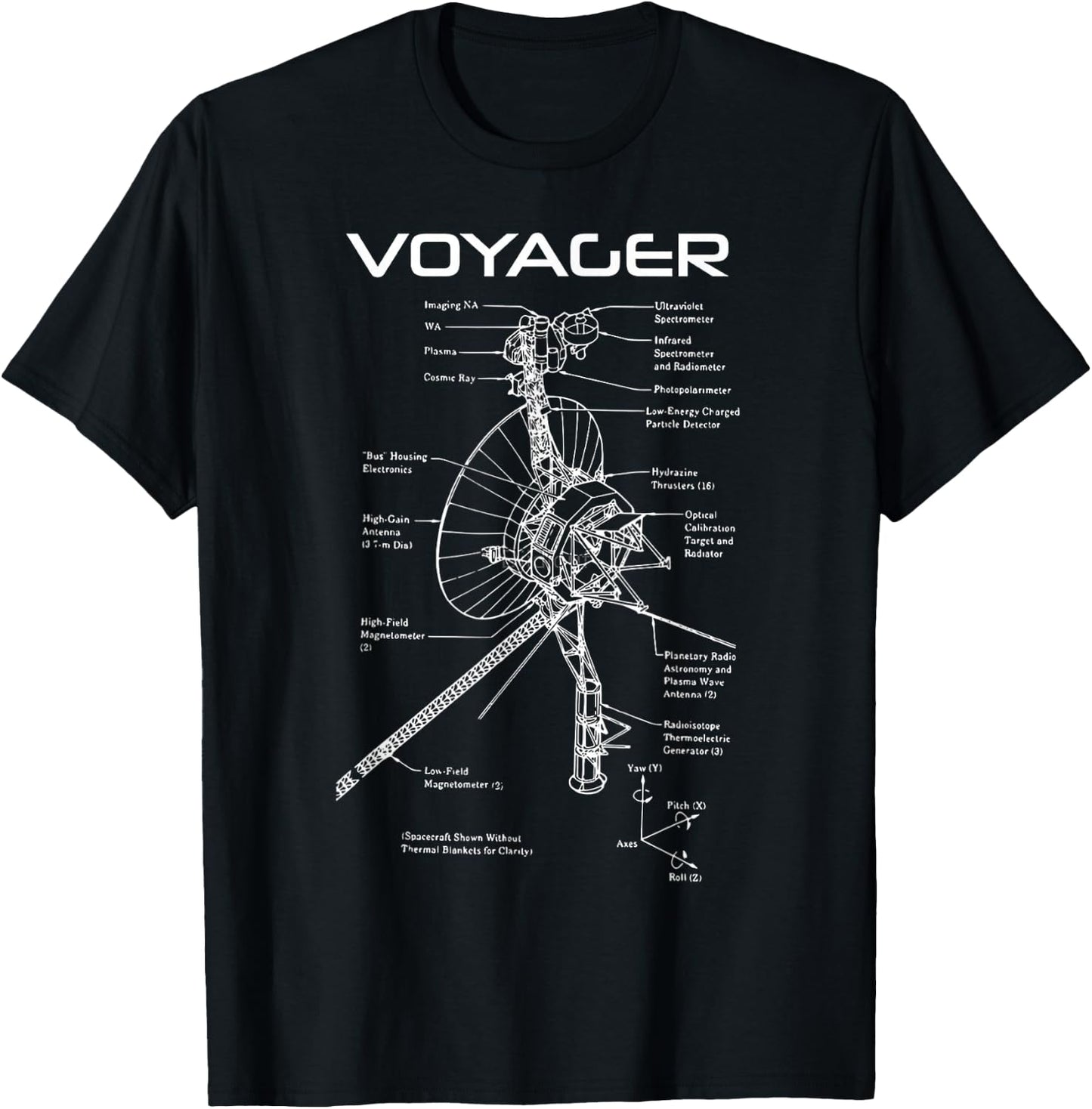 Space Exploration Voyager Diagram T-Shirt - T-Shirt | Black