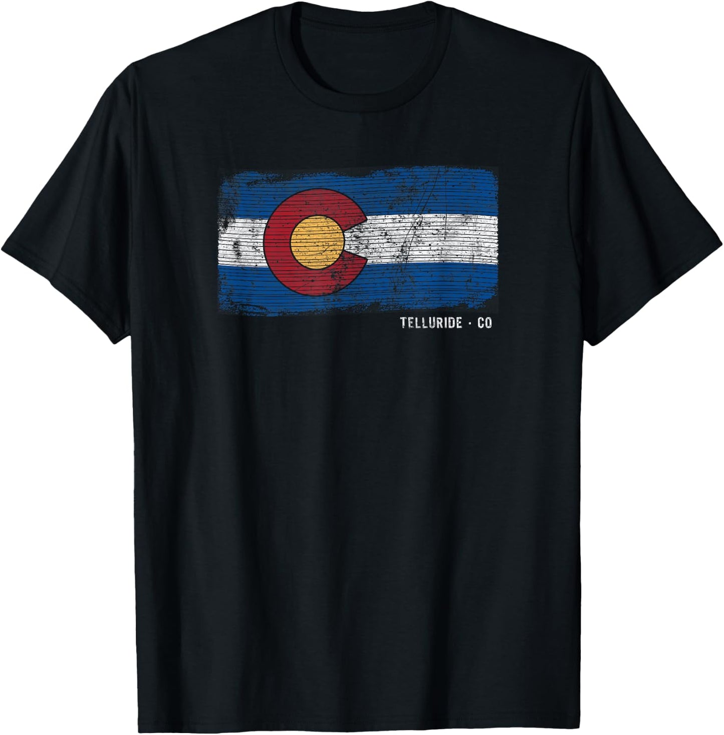 Telluride Colorado Retro Flag Graphic T-Shirt - T-Shirt | Black