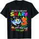 Kids Shark Birthday Boy Three Years Old Third Birthday Party Kids T-Shirt - T-Shirt | Black