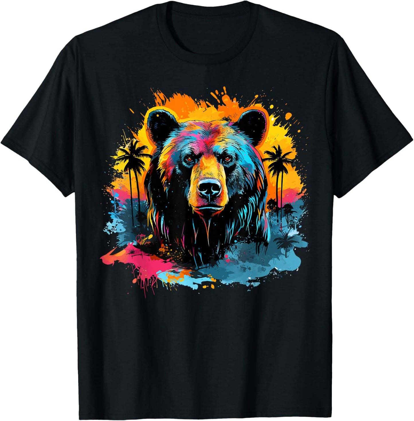 Florida Black Bear Wildlife Animal Lover Colorful Splash Art T-Shirt - T-Shirt | Black