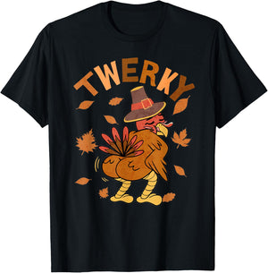 Twerky Thanksgiving Funny Turkey Butt Twerk Dance Pun 2023 T-Shirt - T-Shirt | Black