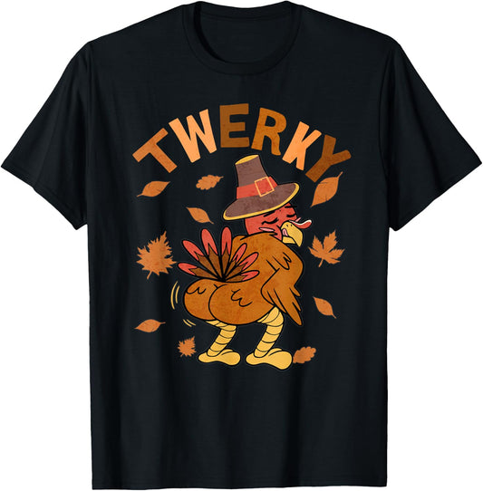 Twerky Thanksgiving Funny Turkey Butt Twerk Dance Pun 2023 T-Shirt - T-Shirt | Black