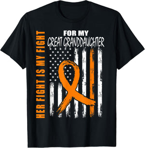 Her Fight Great Granddaughter Leukemia Awareness Flag Gifts T-Shirt - T-Shirt | Black