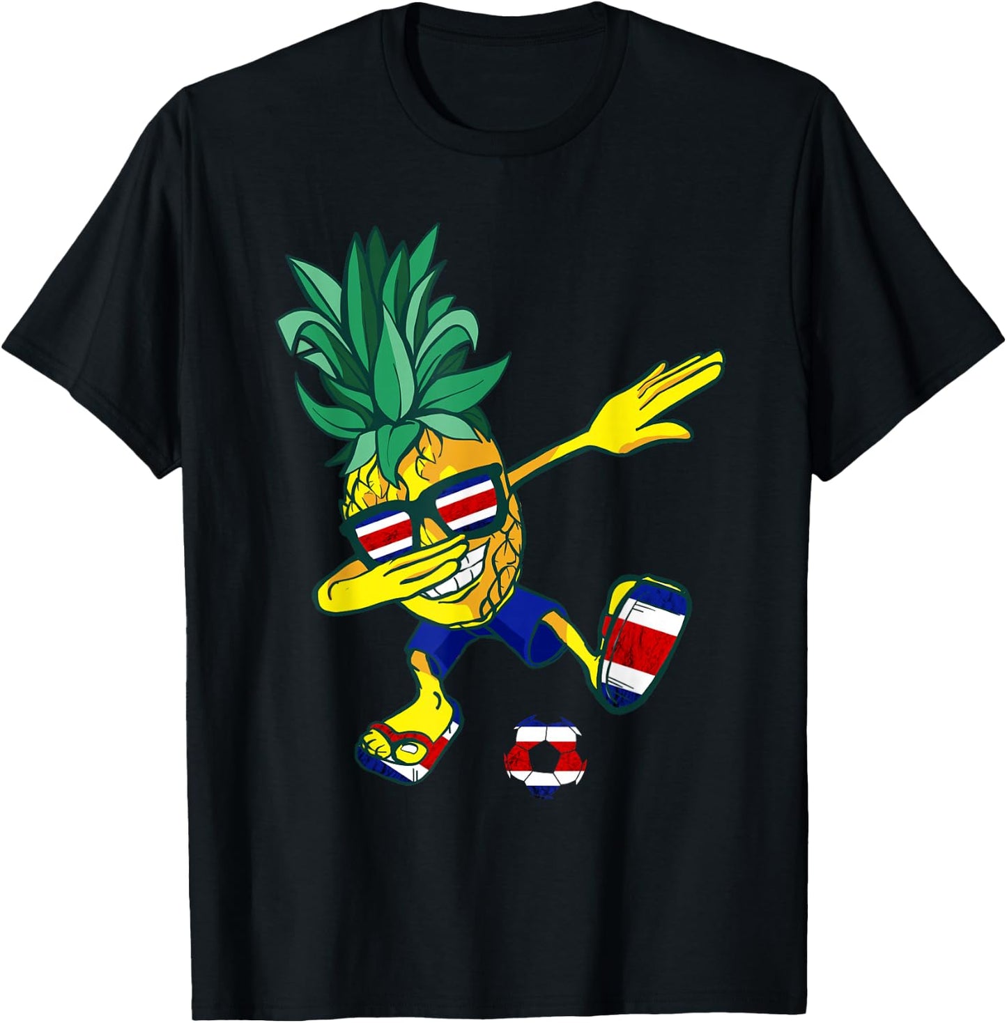 Costa Rican Roots Pineapple Costa Rica Soccer Team T-Shirt - T-Shirt | Black