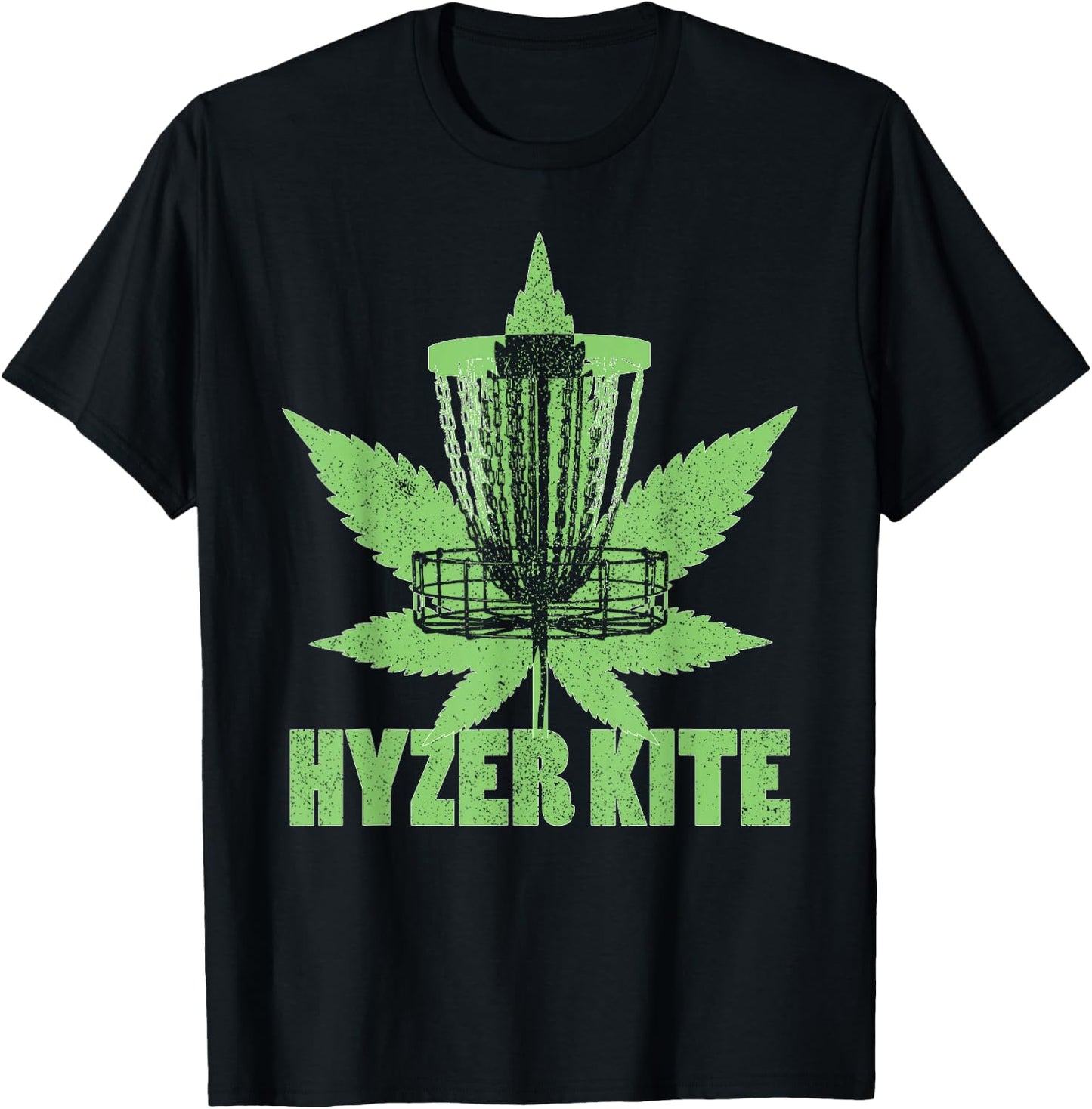 Funny Disc Golf Marijuana Weed Pot Smoker High As A Kite Pun T-Shirt - T-Shirt | Black