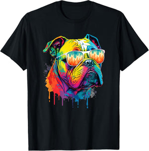 Groovy Retro English Bulldog - Dog Animal Lover Puppy Owner T-Shirt - T-Shirt | Black