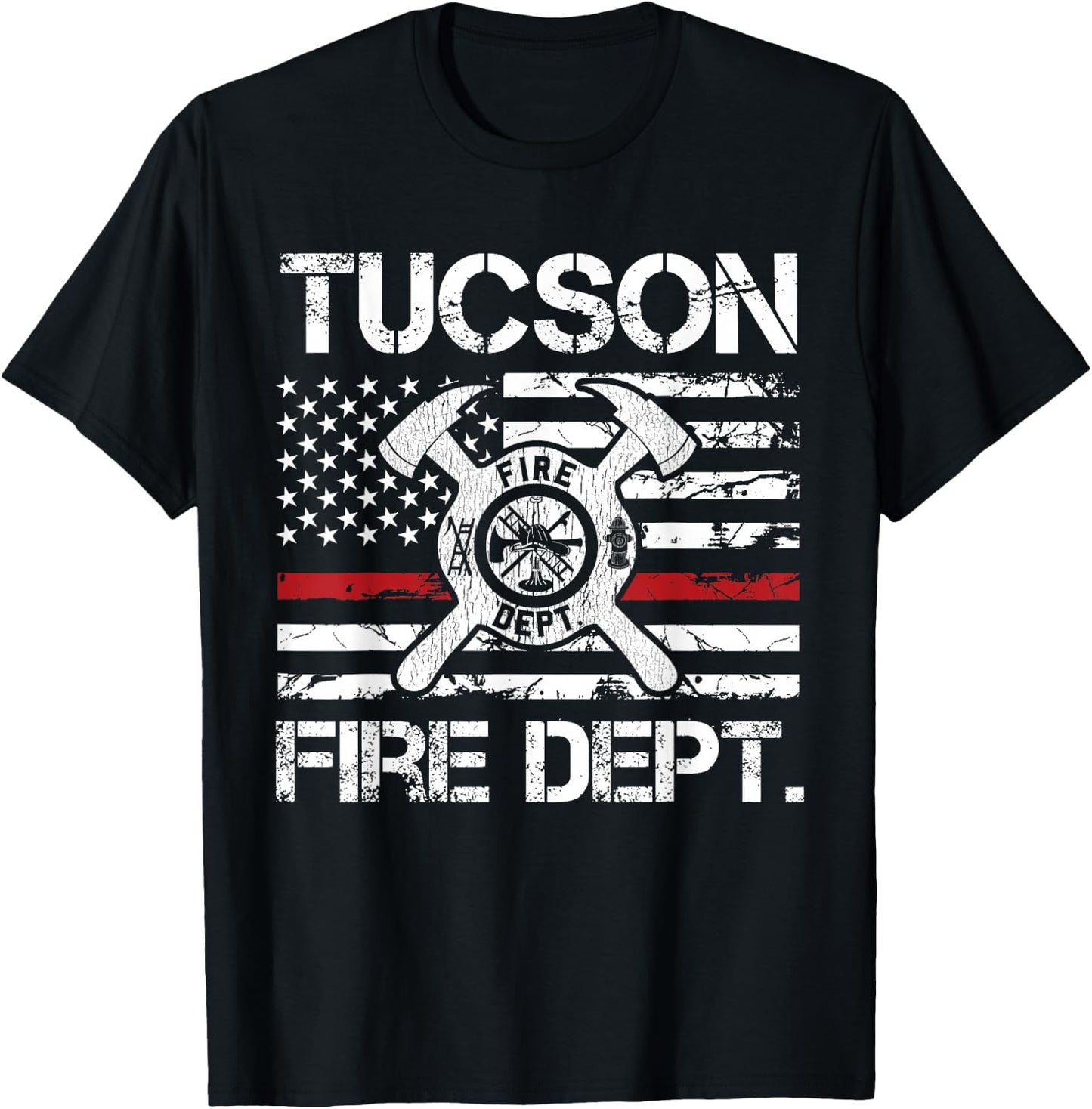Tucson Arizona Fire Department Thin Red Line Fireman T-Shirt - T-Shirt | Black