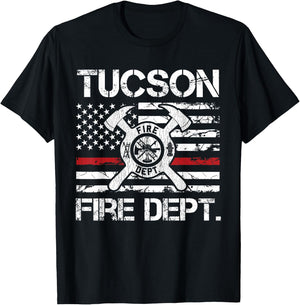 Tucson Arizona Fire Department Thin Red Line Fireman T-Shirt - T-Shirt | Black