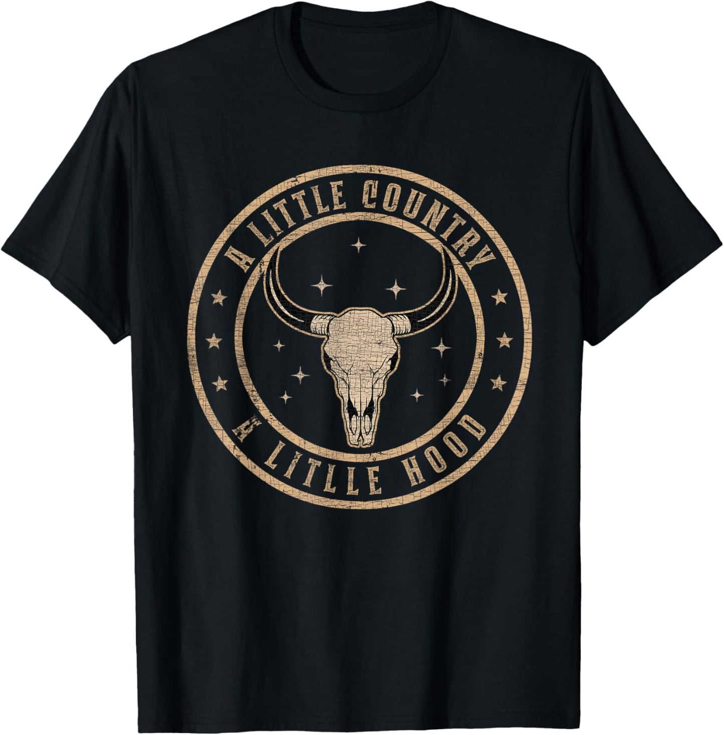 A Little Country A litlle Hood Vintage Bull Skull Western T-Shirt - T-Shirt | Black