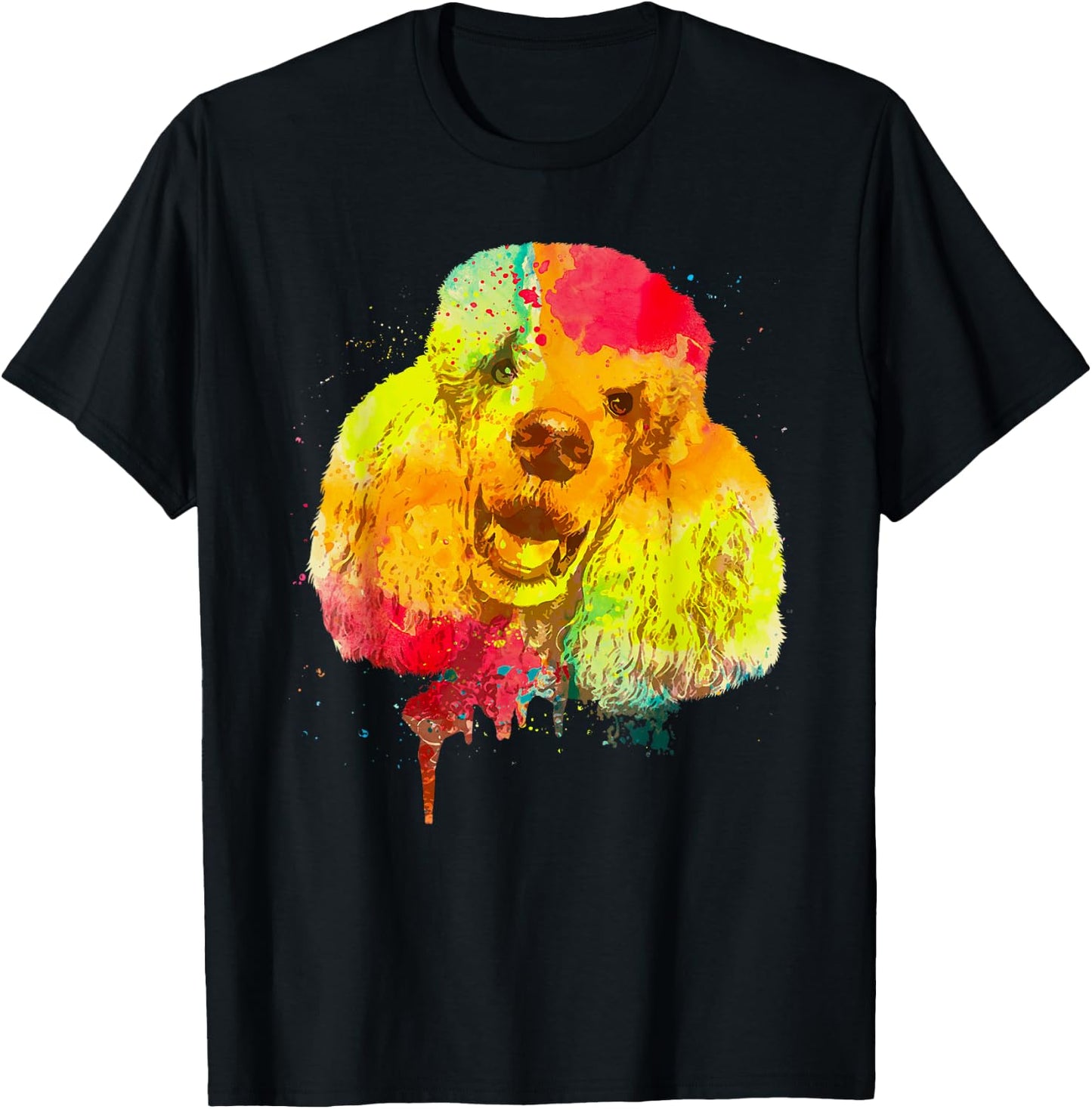 Cool Poodle Art Women Colorful Dog Poodle Lovers T-Shirt - T-Shirt | Black