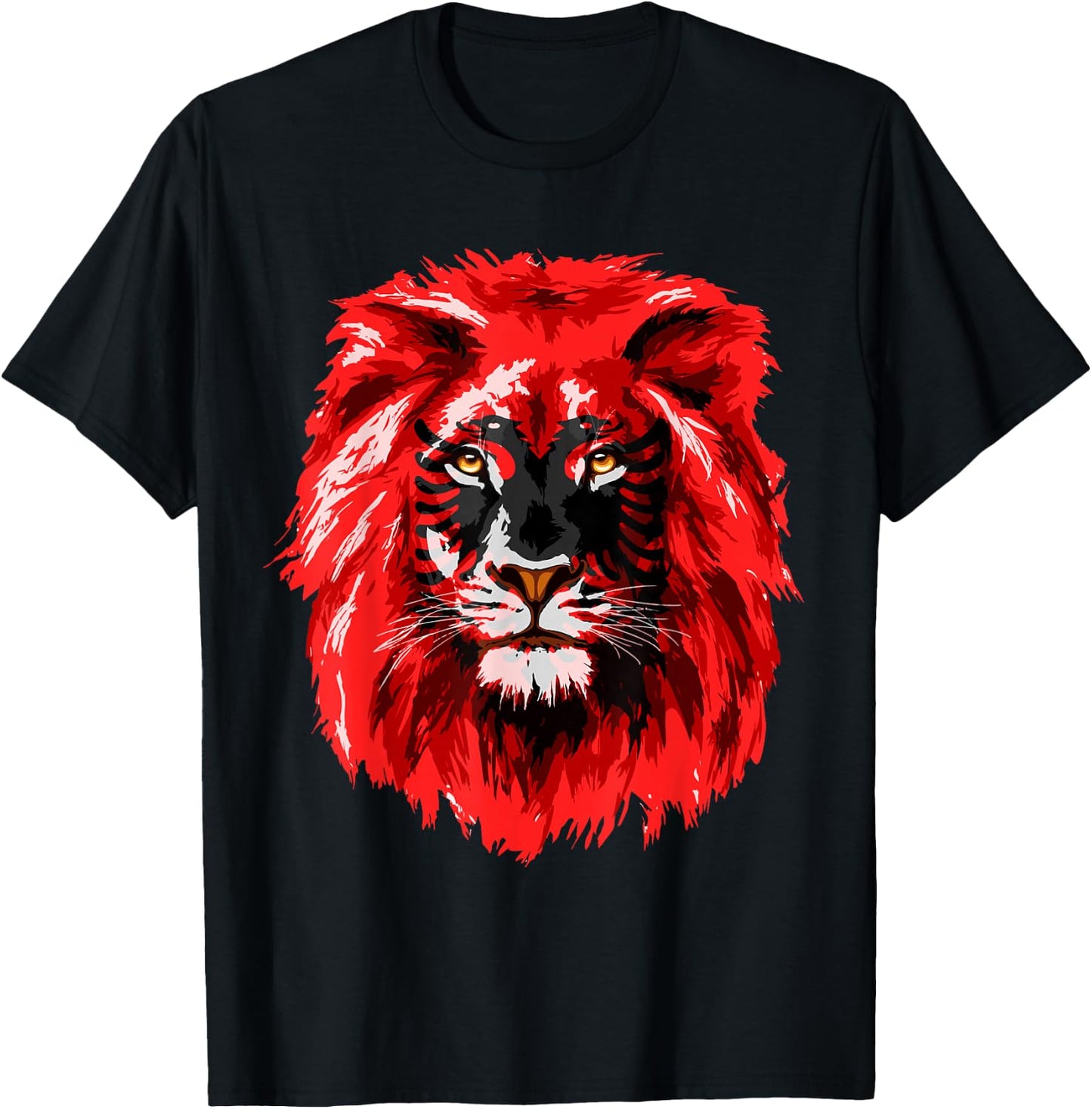 Flag of Albania Lion Face Albanian Albania Flag T-Shirt - T-Shirt | Black