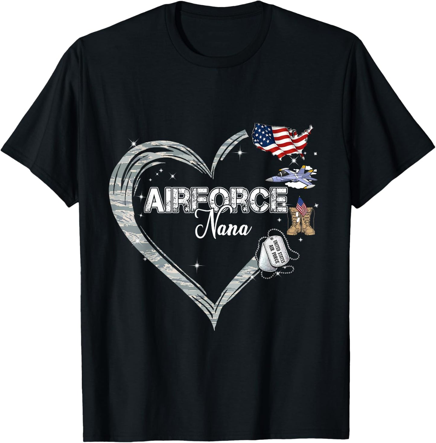Proud Air Force Nana Air Force Graduation Nana USAF Nana T-Shirt - T-Shirt | Black