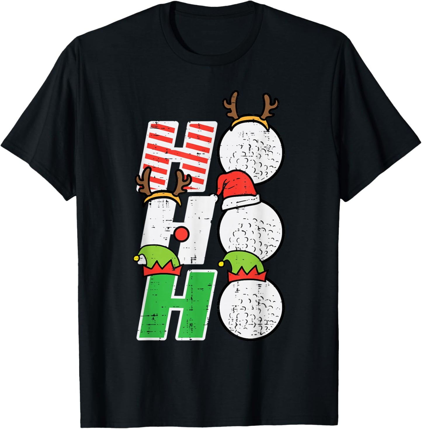 Christmas Golf Ho Ho Ho Funny Xmas Golfing Sports Golfer Men T-Shirt - T-Shirt | Black