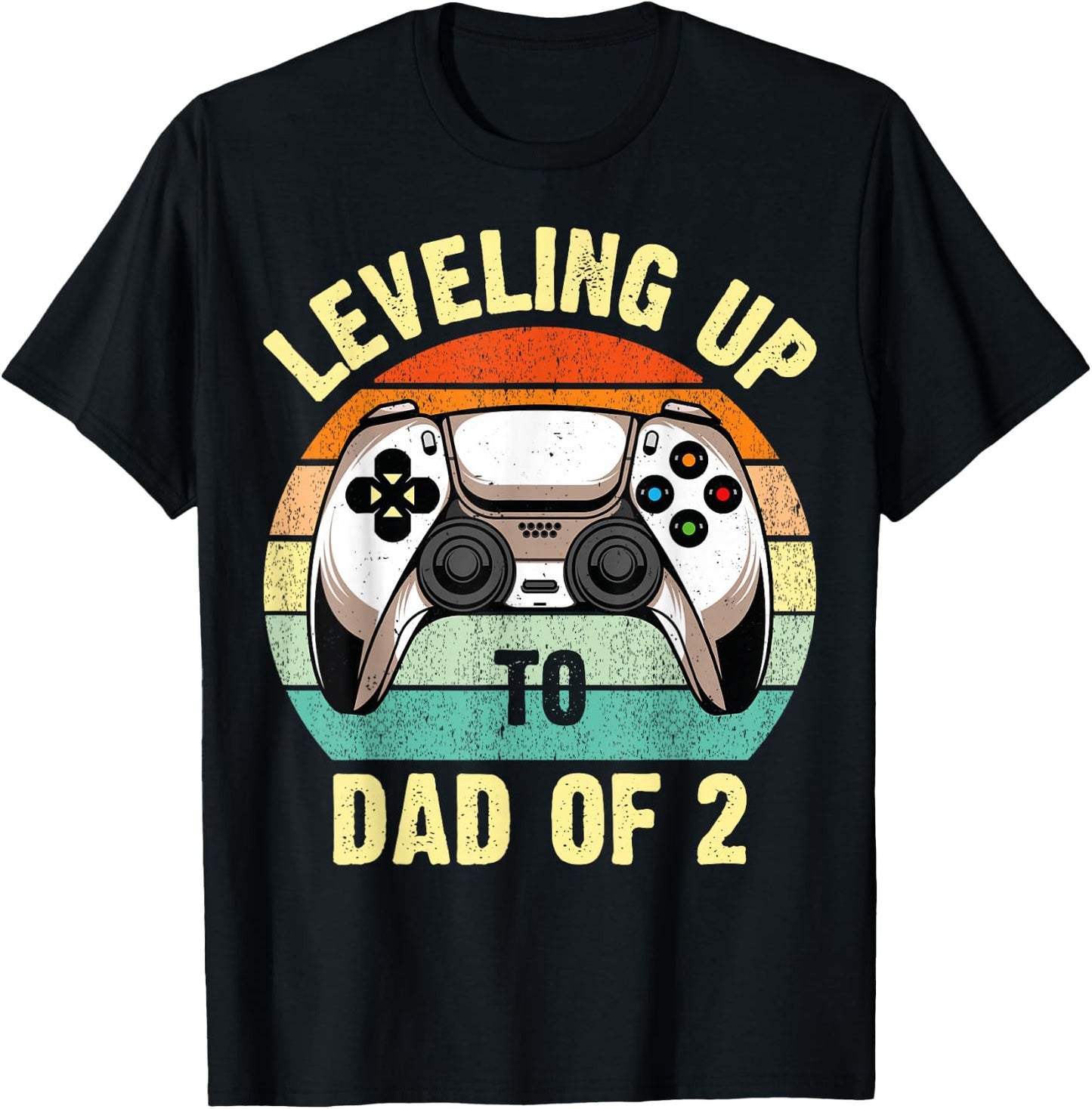 Daddy Again Leveling Up To Dad of 2 Dad T-Shirt - T-Shirt | Black