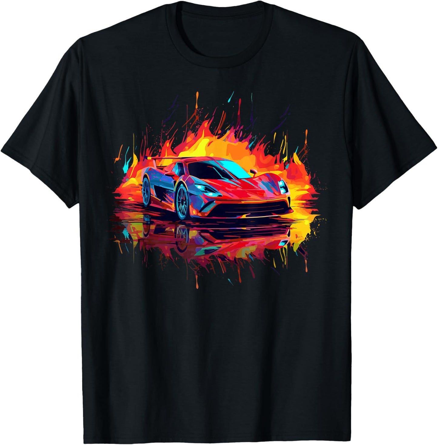 Supercar Exotic Sports Car Concept Poster Style Boys Graphic T-Shirt - T-Shirt | Black
