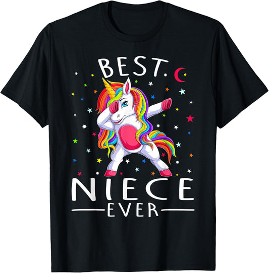 Best Niece Ever Dabbing Unicorn T-Shirt - T-Shirt | Black