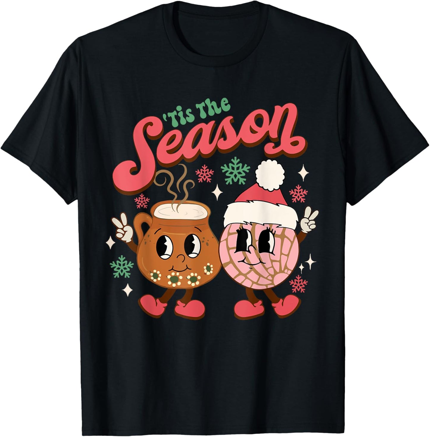 Christmas Tis The Season Mexican Concha Pan Dulce Christmas T-Shirt - T-Shirt | Black