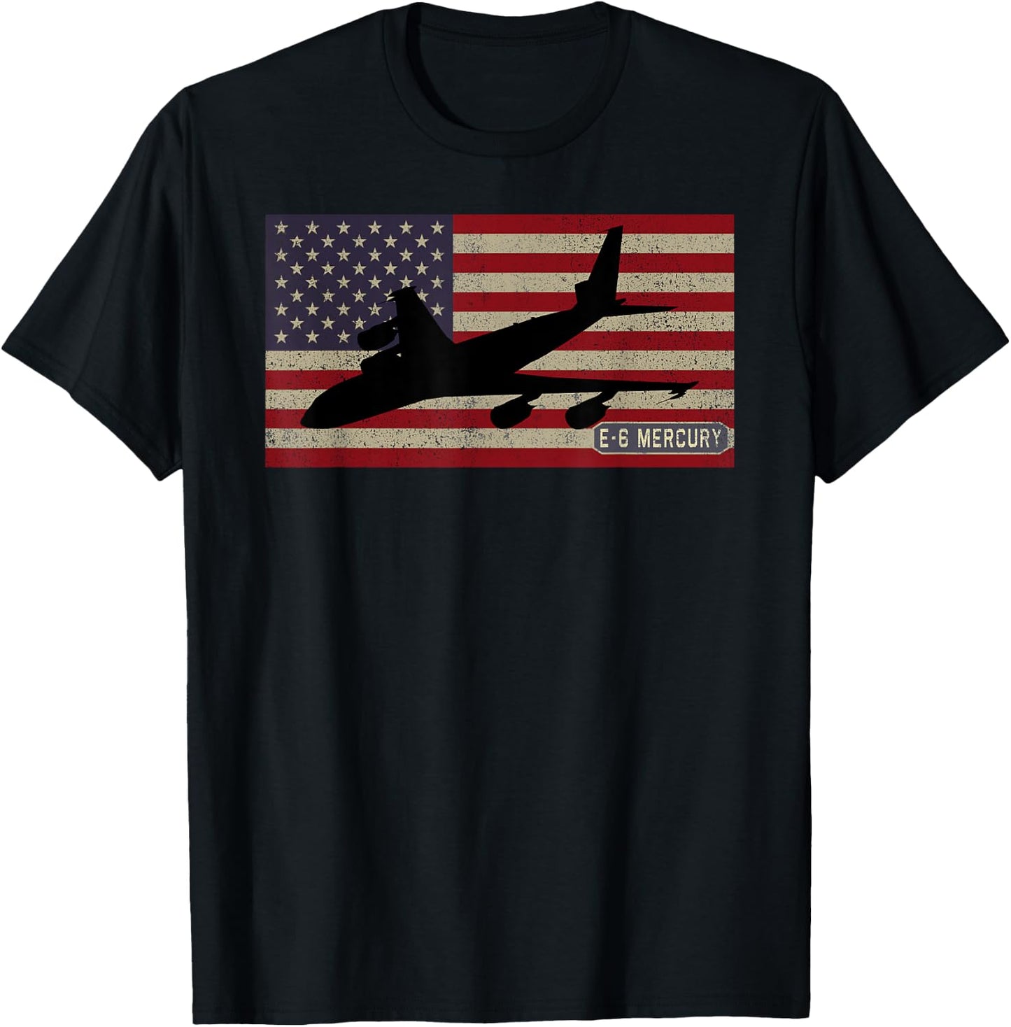 E-6 Mercury Plane Vintage American Flag Kids Men T-Shirt - T-Shirt | Black