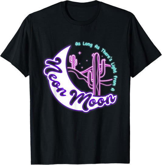 Vintage Cactus Sarcastic The Lights Love Lighting Neon Moons T-Shirt - T-Shirt | Black