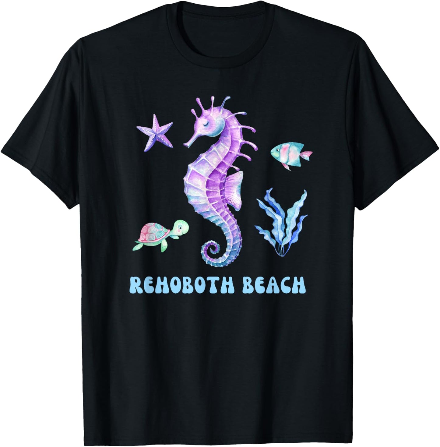 Rehoboth Beach Delaware Vacation Cute Purple Women Girls T-Shirt - T-Shirt | Black