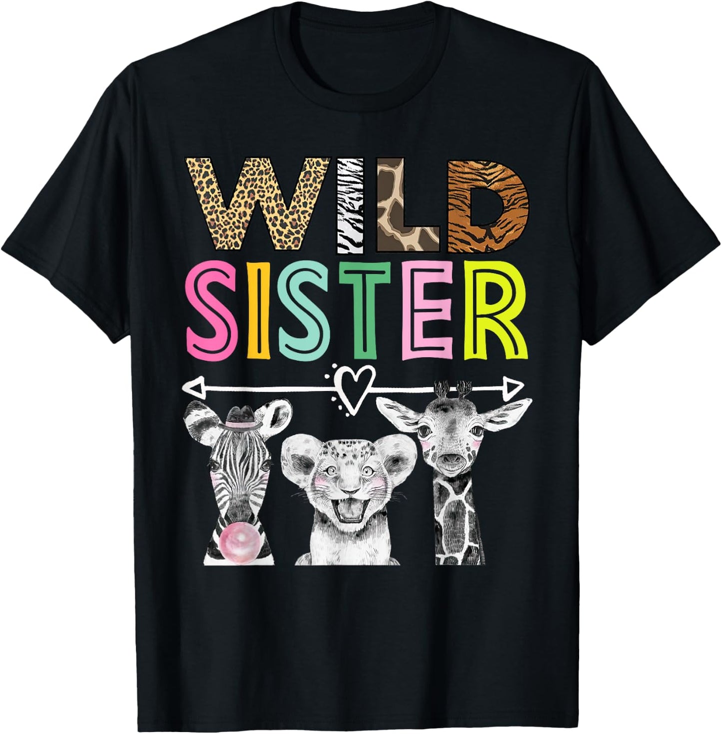 Wild Sister Zoo Theme Birthday Safari Jungle Matching Party T-Shirt - T-Shirt | Black