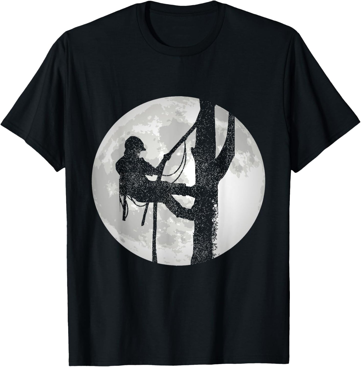 Outdoorsman Lumberjack Tree Climber Moon Logger Arborist T-Shirt - T-Shirt | Black