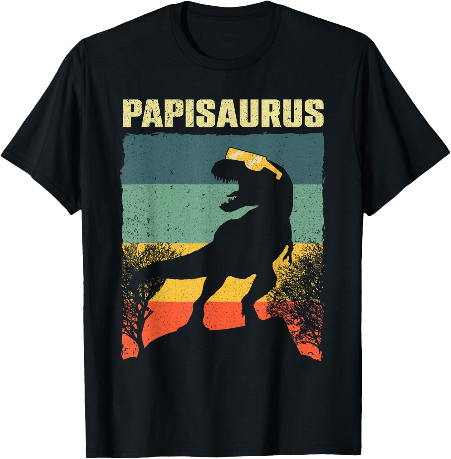 Funny Papisaurus Design Dad Grandpa Dinosaur Lover T-Shirt - T-Shirt | Black