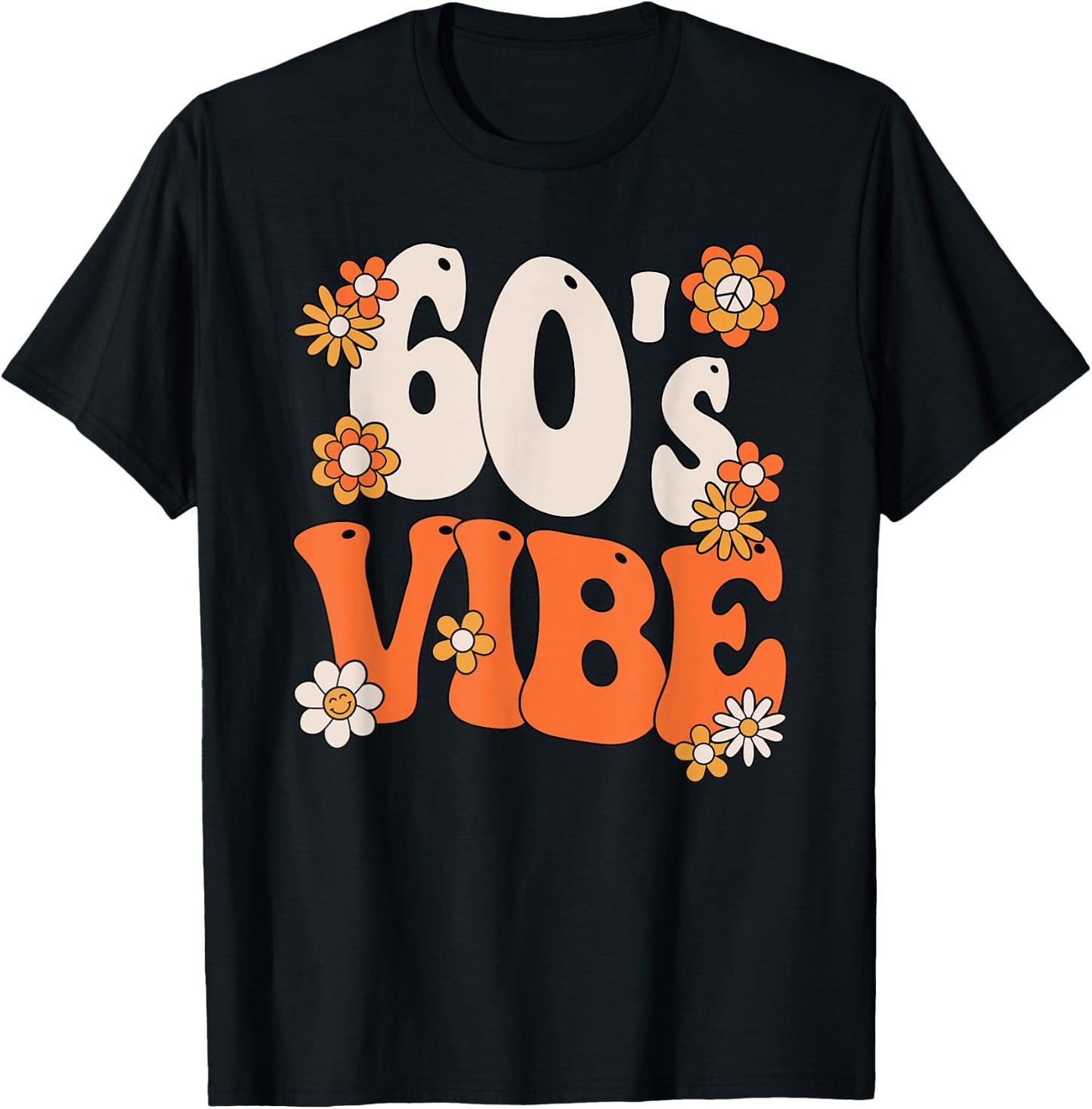 60s Vibe Costume 60s Party Outfit Groovy Hippie Peace Retro T-Shirt - T-Shirt | Black