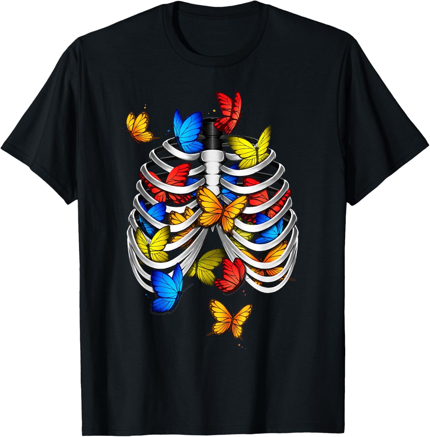 Butterflies In My Stomach Rib Cage X-Ray Anatomy Butterfly T-Shirt - T-Shirt | Black
