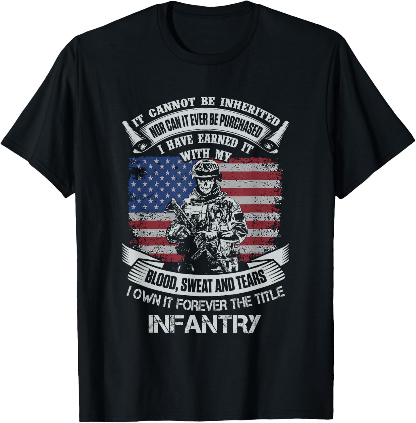 US Army Infantry Veteran Vet Gift -Adults Black Modern Letter Print Small T-Shirt - T-Shirt | Black