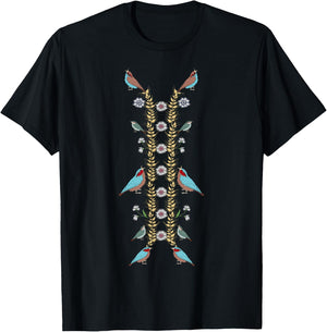 Ukraine Birds Cute Vintage Floral Ukrainian Vyshyvanka T-Shirt - T-Shirt | Black