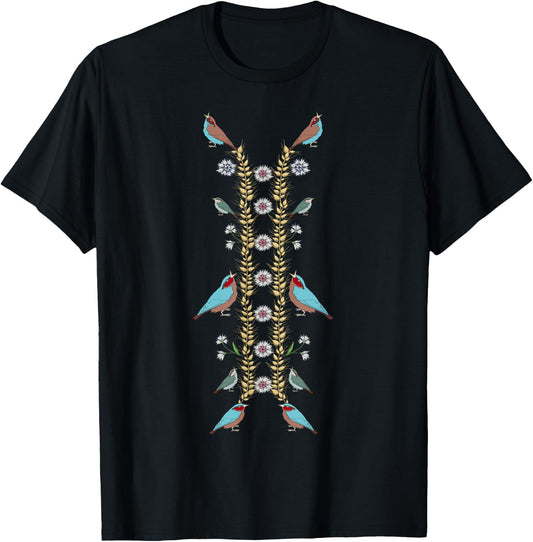 Ukraine Birds Cute Vintage Floral Ukrainian Vyshyvanka T-Shirt - T-Shirt | Black