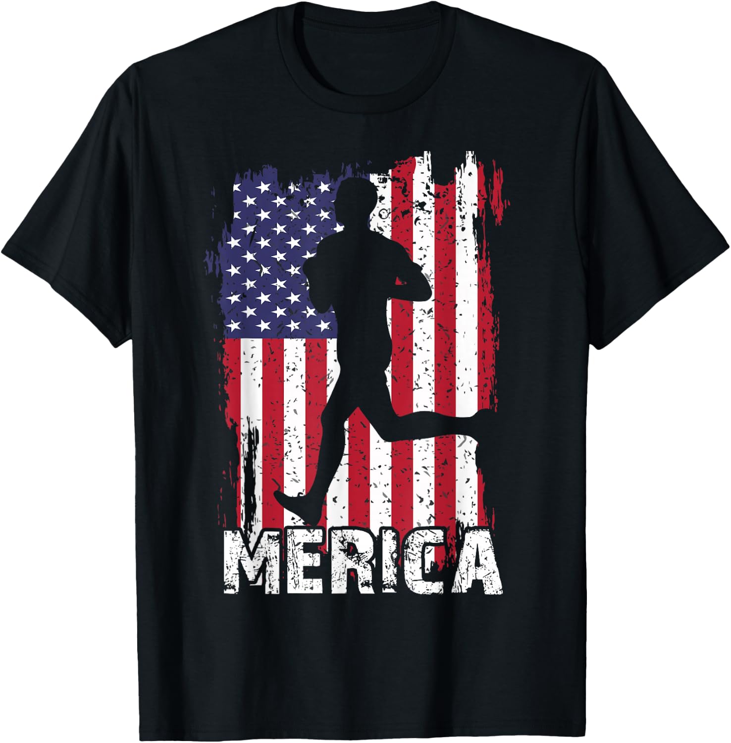 Patriotic 4th Of July Running-Shirt Runner US Flag Men Women T-Shirt - T-Shirt | Black