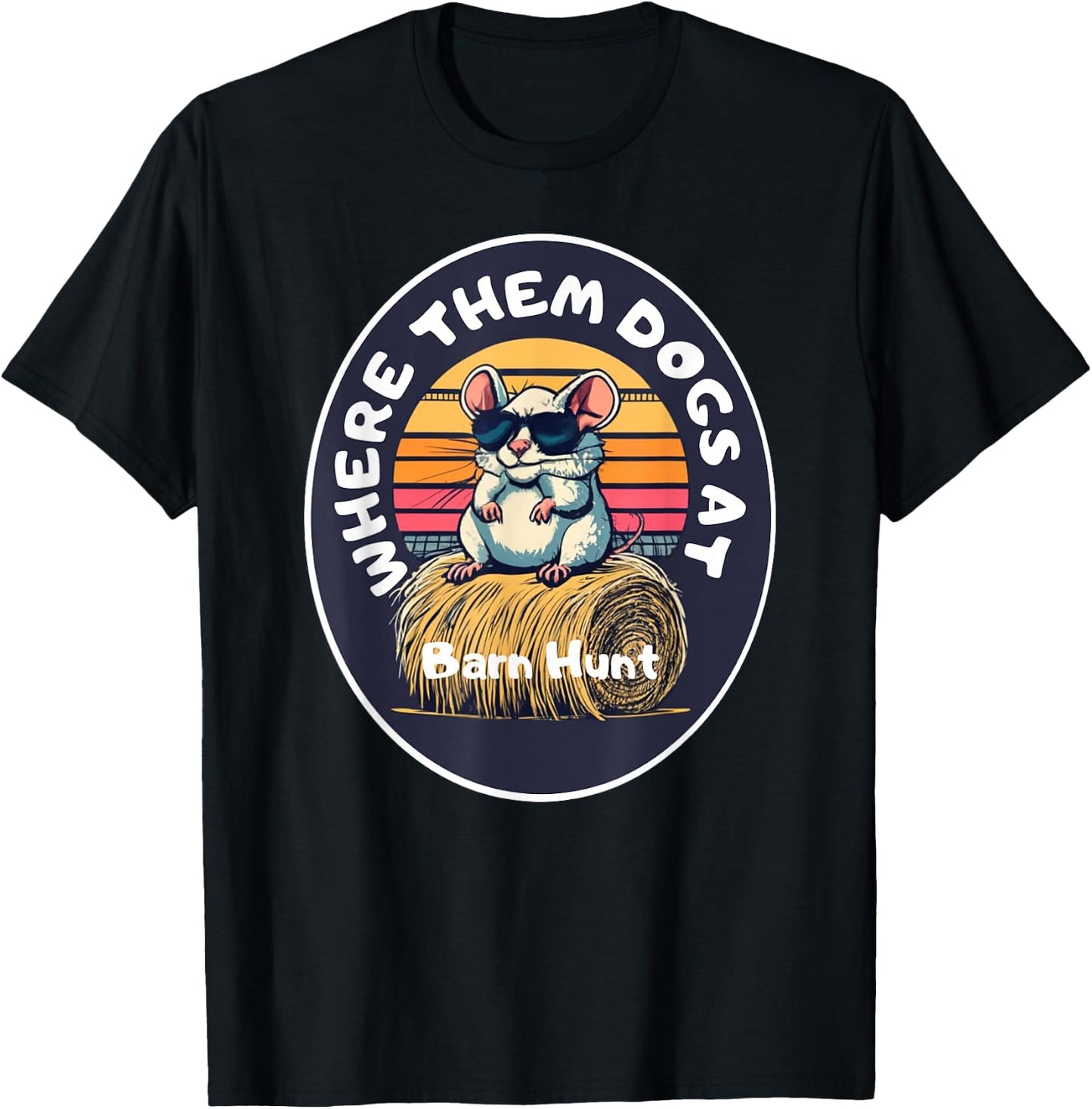 Funny Barn Hunt - cute rat with sunglasses looking for dogs T-Shirt - T-Shirt | Black