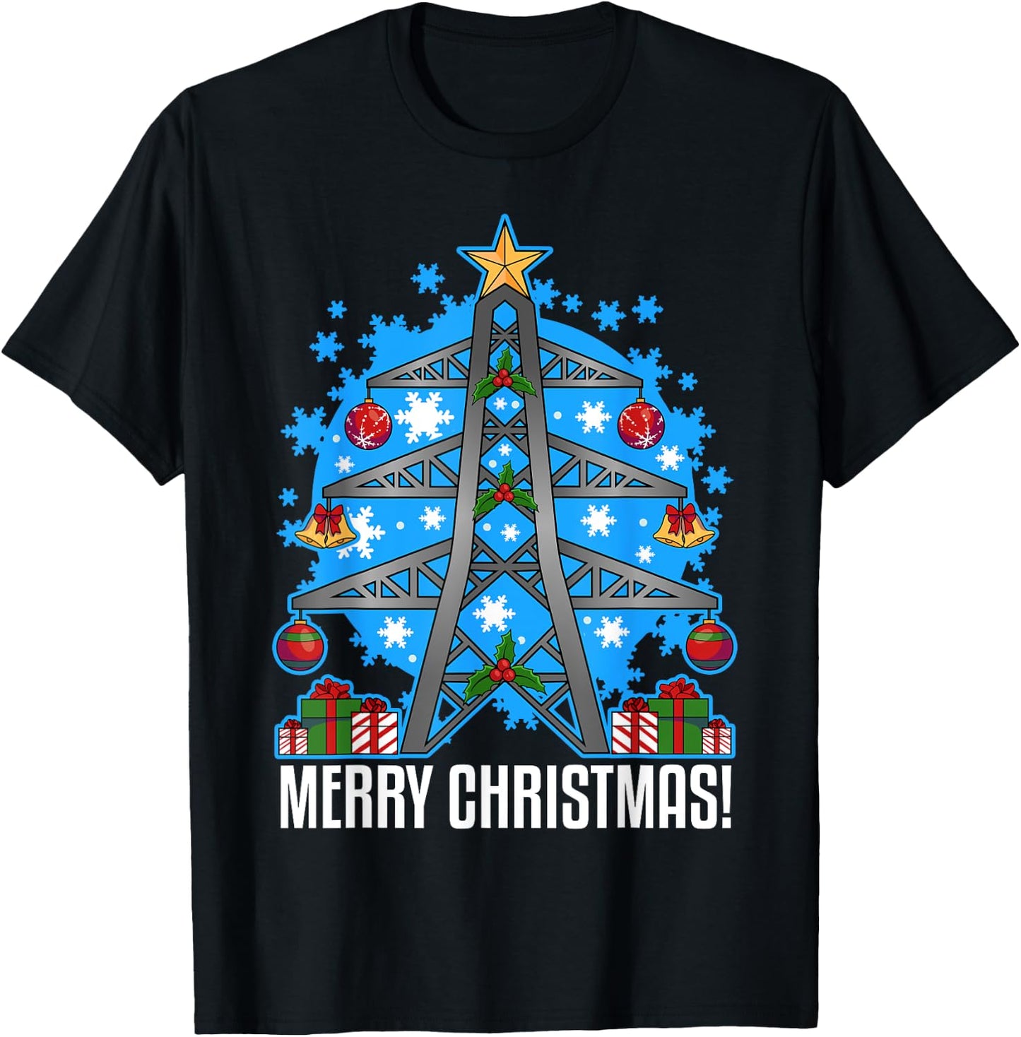 Electrician Gifts Men Women Ugly Christmas Electrician T-Shirt - T-Shirt | Black