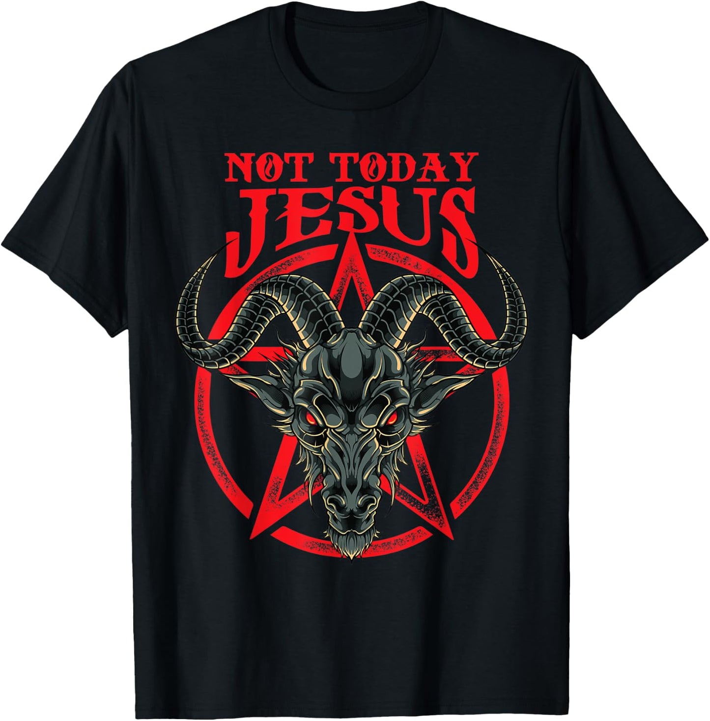 Not Today Jesus Baphomet T-Shirt - T-Shirt | Black