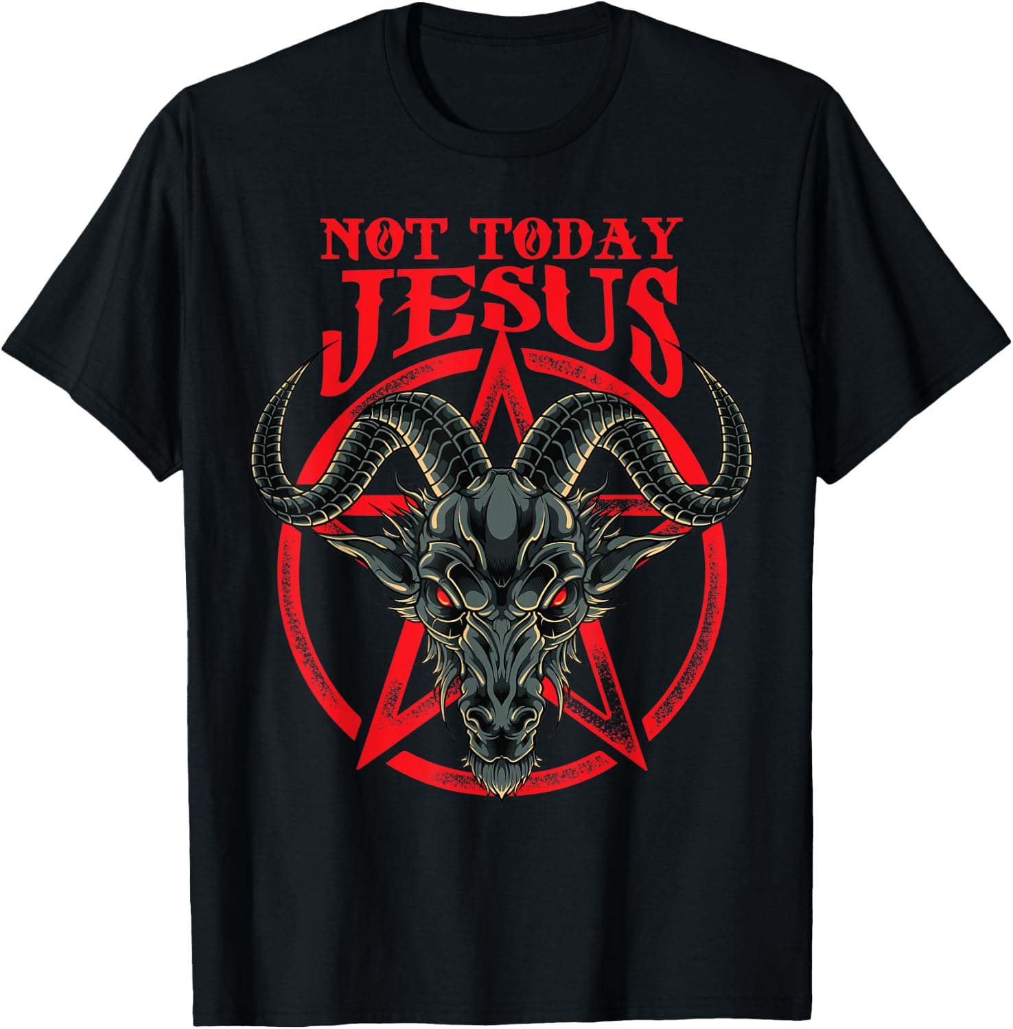 Not Today Jesus Baphomet T-Shirt - T-Shirt | Black