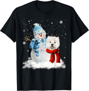 Funny Westie Dog Christmas Snowman Christmas Pajama T-Shirt - T-Shirt | Black
